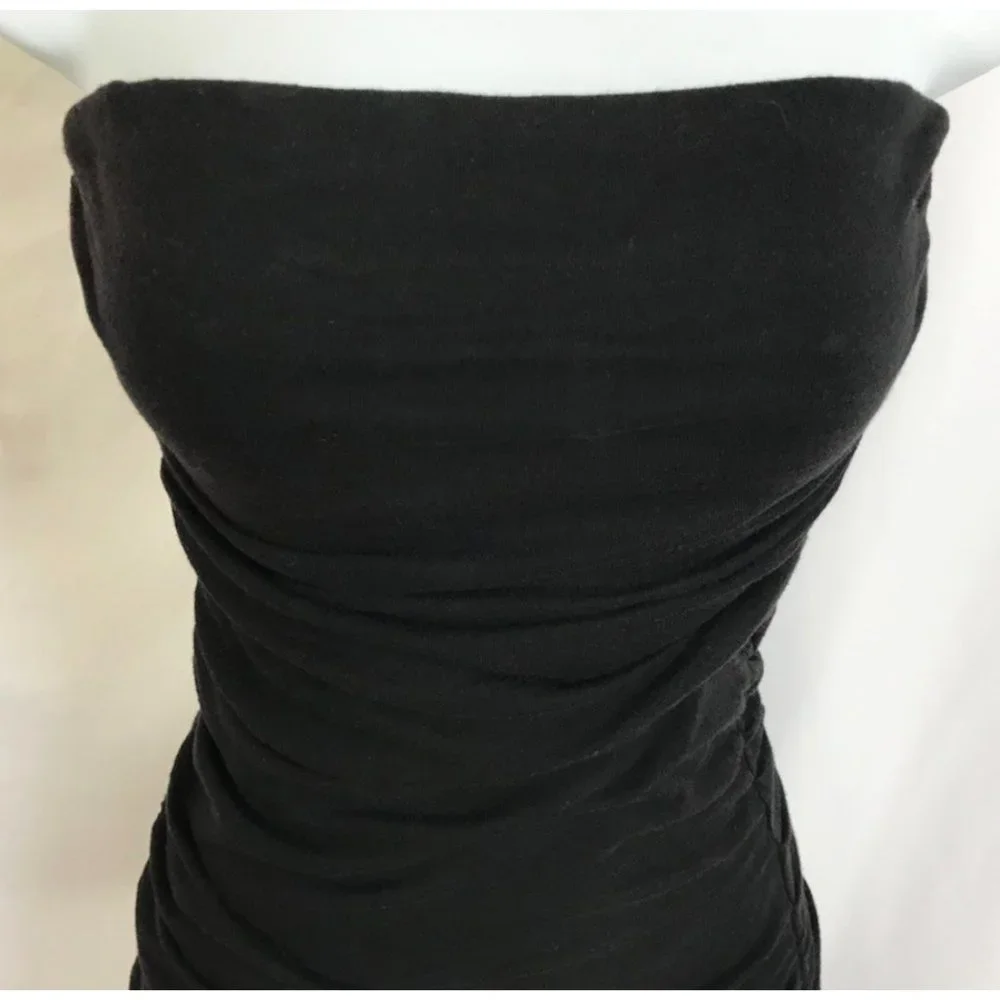 Anthropologie Velvet Sheath Little Black Dress Strapless - Picture 6 of 10